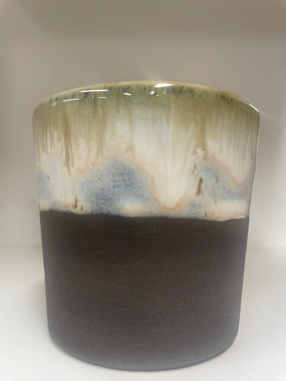 Black V Cup white Fall — handmade ceramic by Ceramic Cube, Lusail Doha Qatar