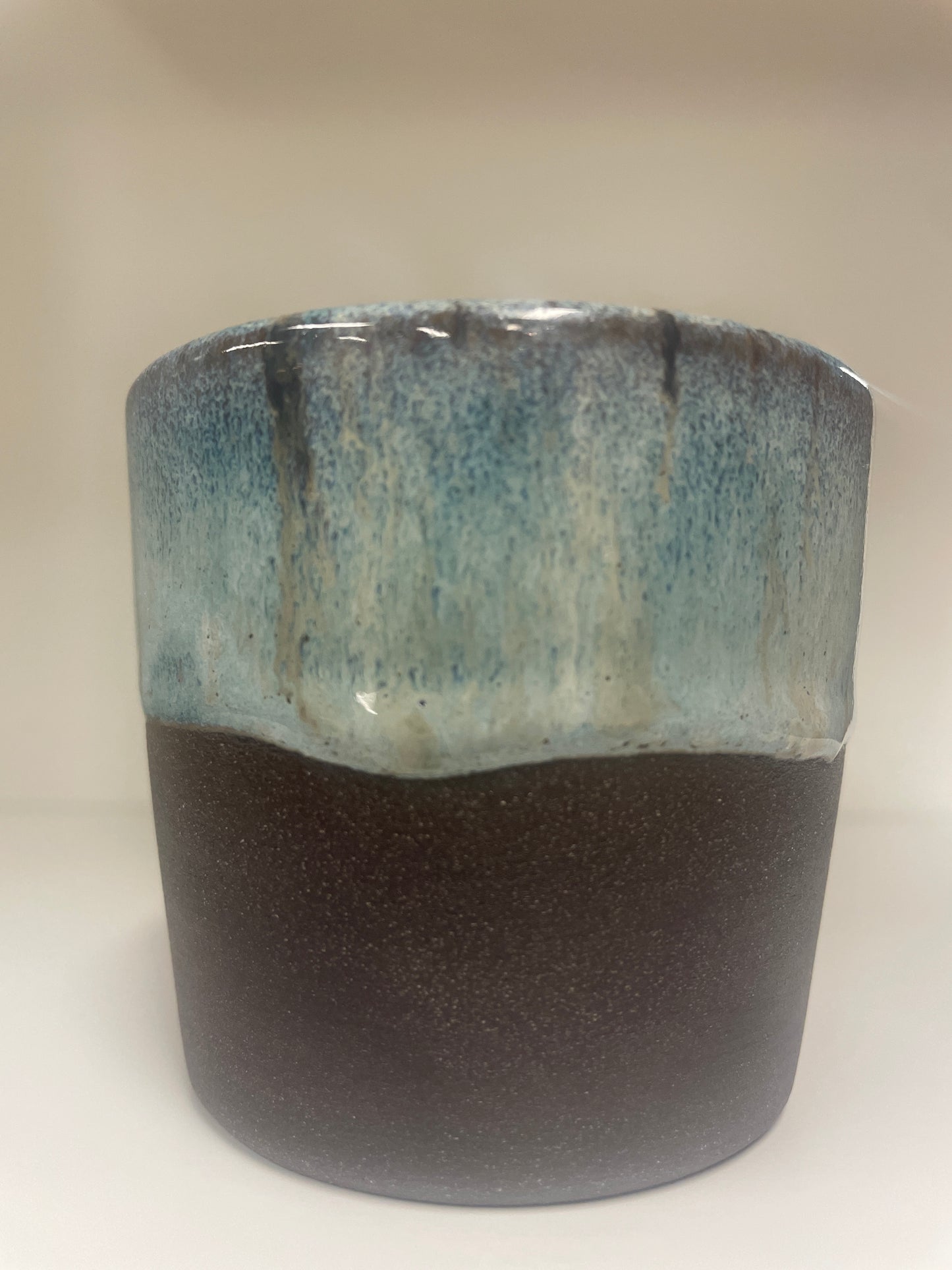 Black V Cup Blue Fall — handmade ceramic by Ceramic Cube, Lusail Doha Qatar