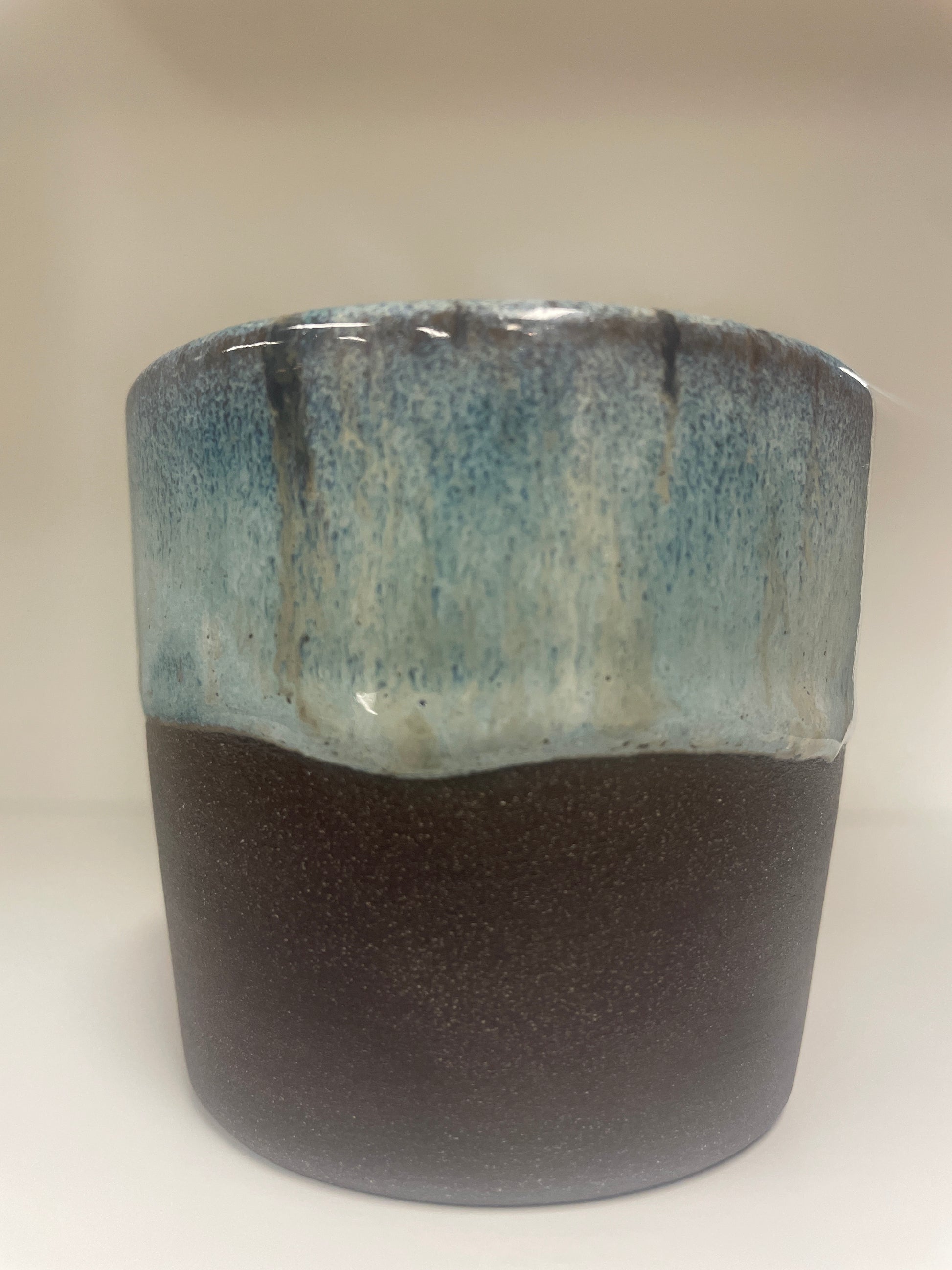 Black V Cup Blue Fall — handmade ceramic by Ceramic Cube, Lusail Doha Qatar