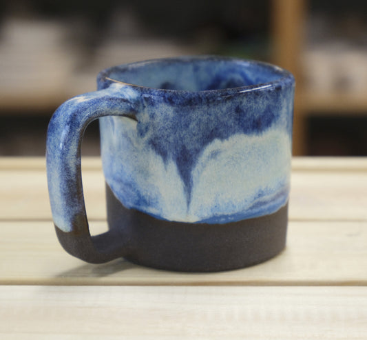 Handmade ceramic Black Cube Mug Blue Ocean thrown on pottery wheel Ceramic Cube Qatar