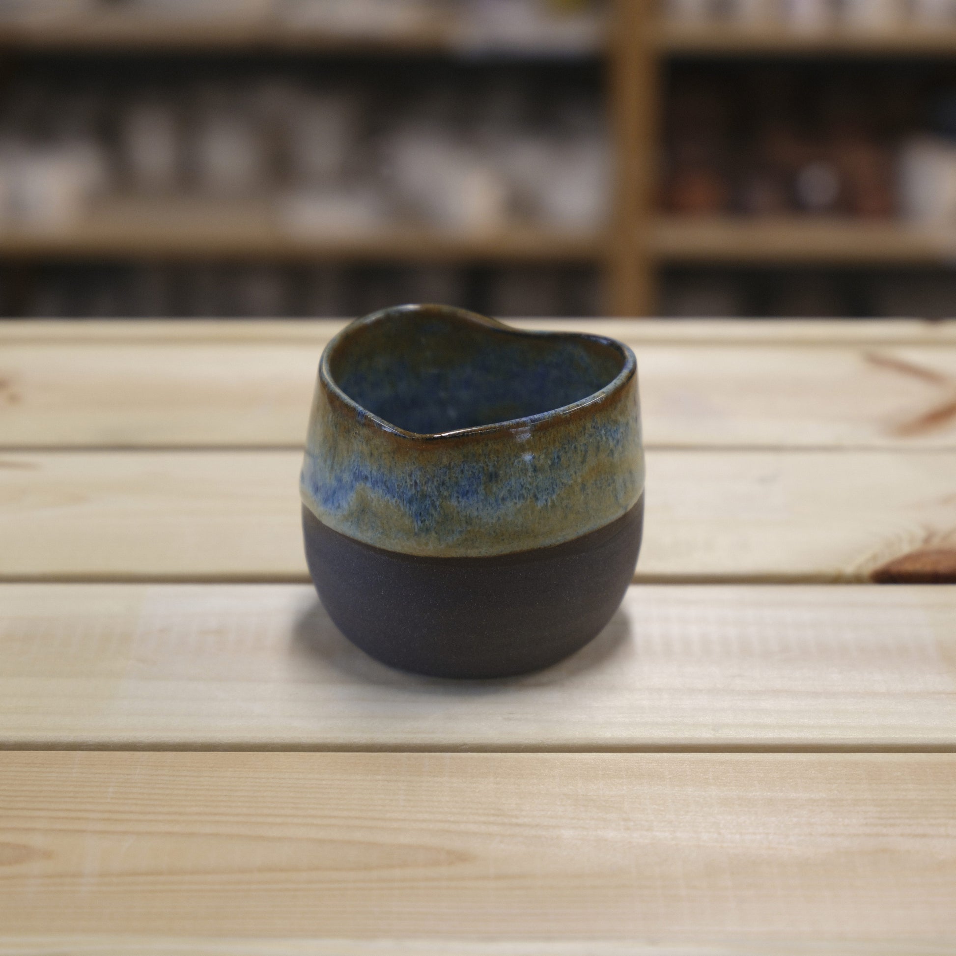 Handmade ceramic Heart Cup Rusty Green - Black thrown on pottery wheel Ceramic Cube Qatar