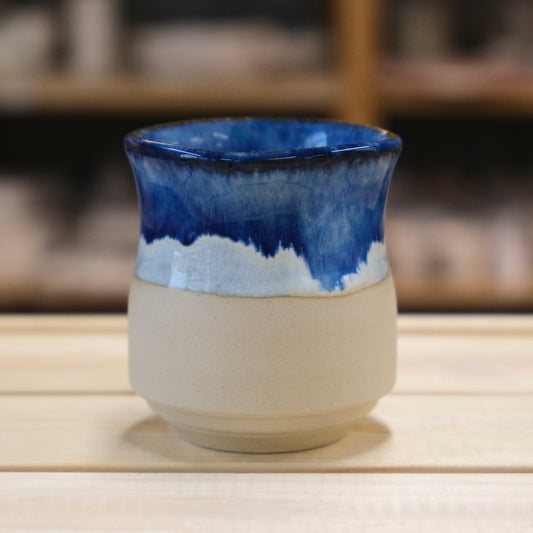 Handmade ceramic Cube Cup Blue Fall thrown on pottery wheel Ceramic Cube Qatar