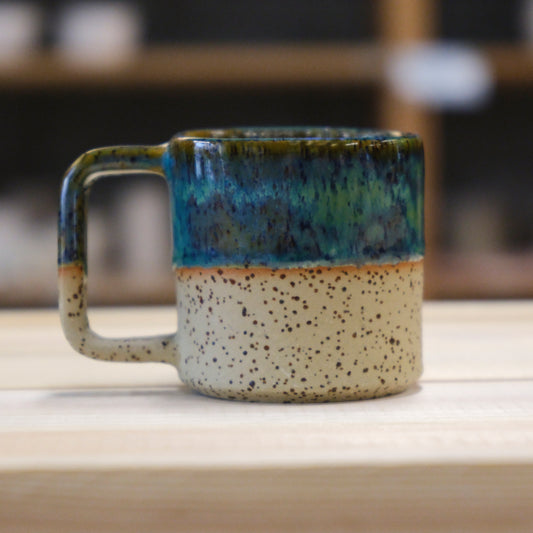 Handmade ceramic Cube Mug Small Green Fall thrown on pottery wheel Ceramic Cube Qatar