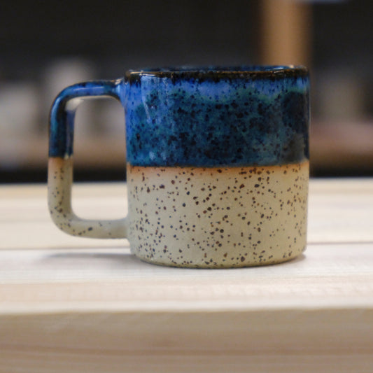 Handmade ceramic Cube Mug Small Speckled Dark Blue thrown on pottery wheel Ceramic Cube Qatar