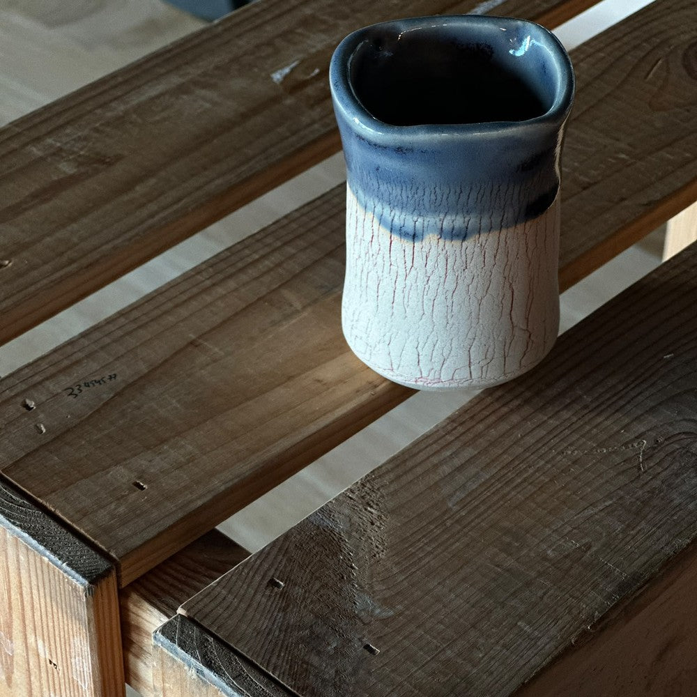 Crackle Cup - Blue with red
