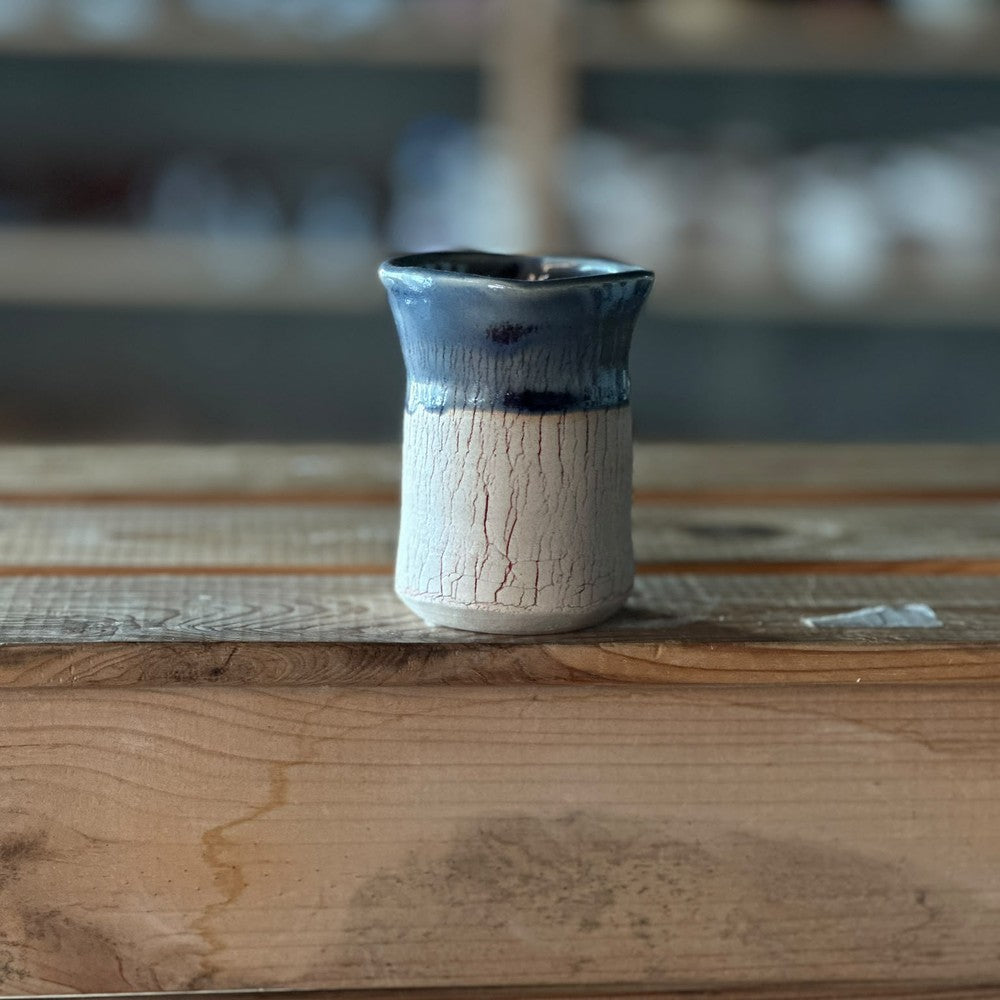 Crackle Cup - Blue with red