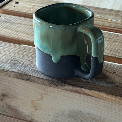 Cube Mug - Black with blue, brown & green