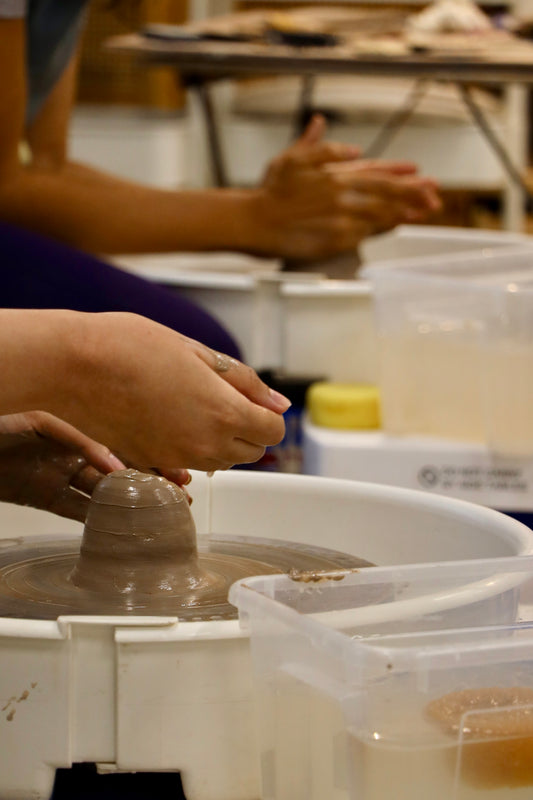 General pottery wheel workshop — group class at Ceramic Cube studio, Doha Qatar
